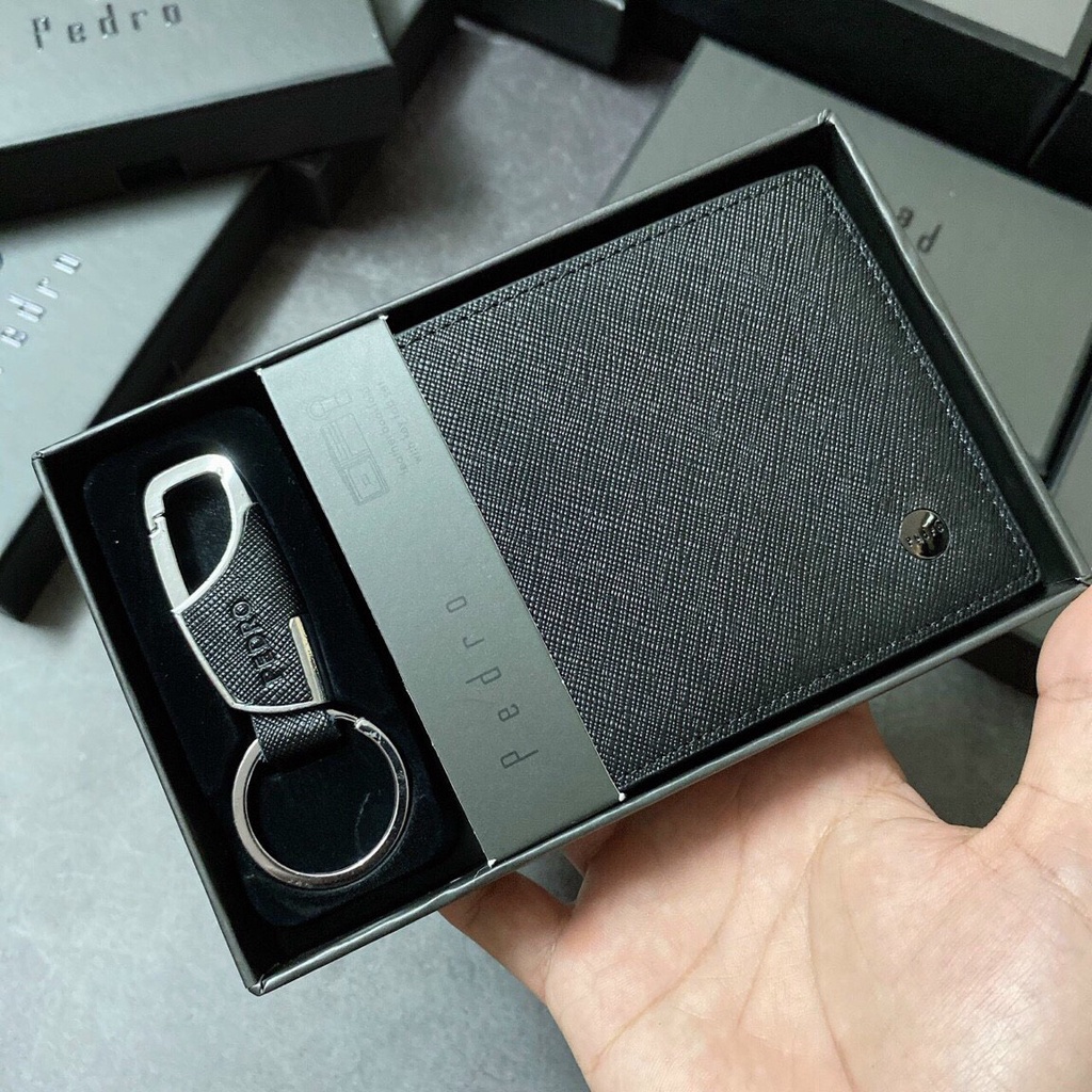 Set ví nam Pedro kèm móc khóa full box túi giấy