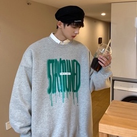 Áo Sweater Tay Dài Cổ Tròn Dáng Rộng Phong Cách Hip Hop Hàn Quốc Thời Trang Cho Cặp Đôi