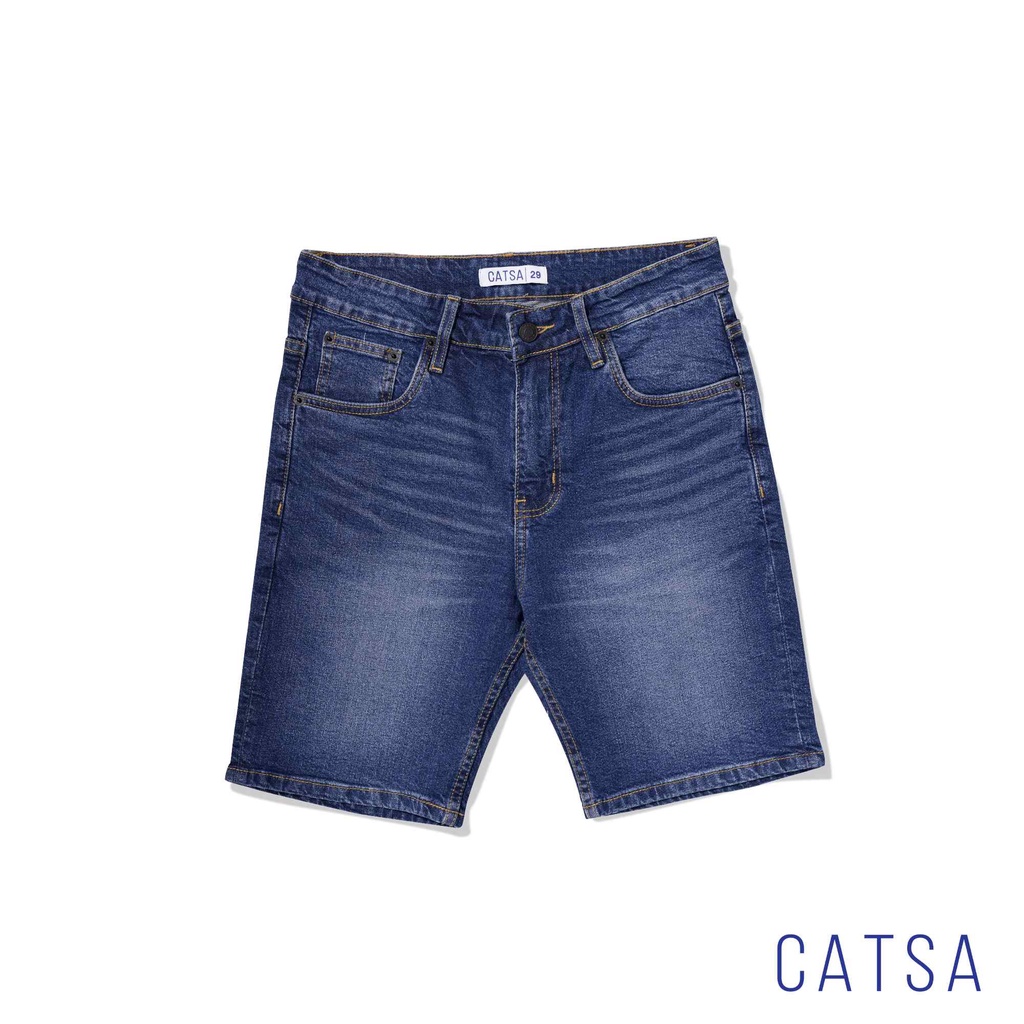 CATSA Quần lửng jeans xanh đậm mặc thoải mái, độ bền cao QSM027
