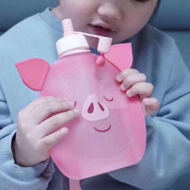 Bình nước silicon cho bé siêu cute bình nước đi lớp đi chơi style Hàn