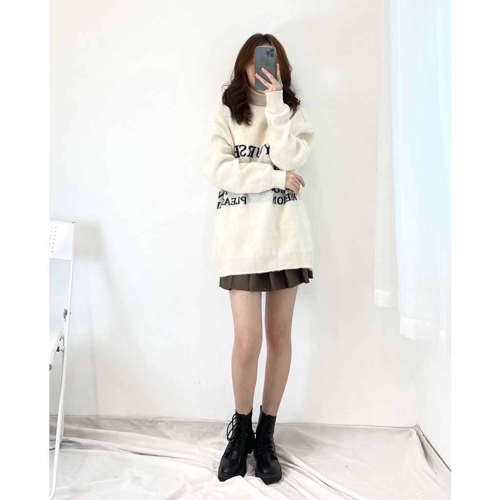 (FREESHIP)  áo len cổ cao chữ ngực dày dặn miho.house