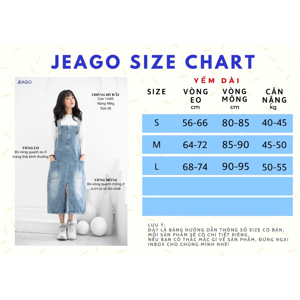 Yếm váy nữ jean màu xanh đậm phong cách Hàn Quốc JEAGO_M019