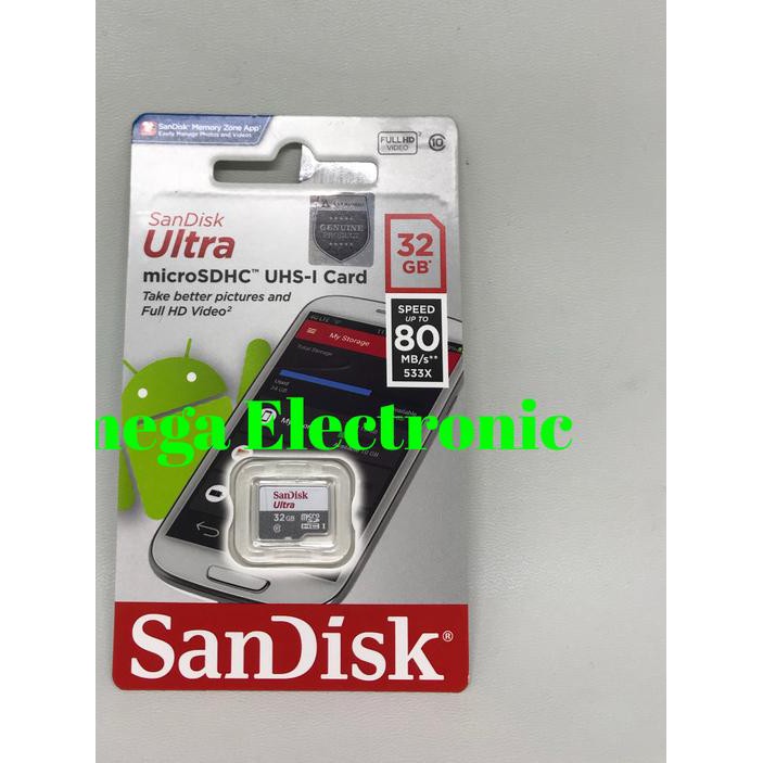 Thẻ Nhớ Micro Sd Sandisk Ultra Microsd 32gb 80mb / S Microsdhc Uhs-I Class 10