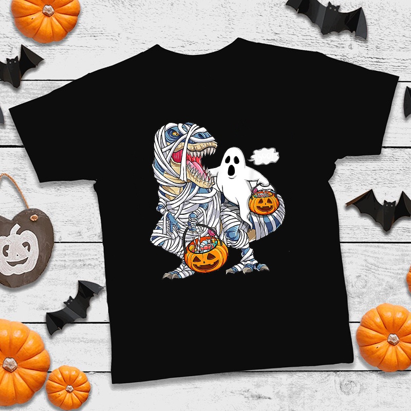 Áo Thun Tay Ngắn Họa Tiết halloween Khủng Long Ngộ Nghĩnh Cho Bé