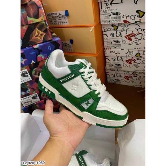 [Sẵn Hàng] Giày Buộc Dây Nam Lv Logo Nổi Cao Cấp Full Box - Giày Lv SC Full Box Pha màu