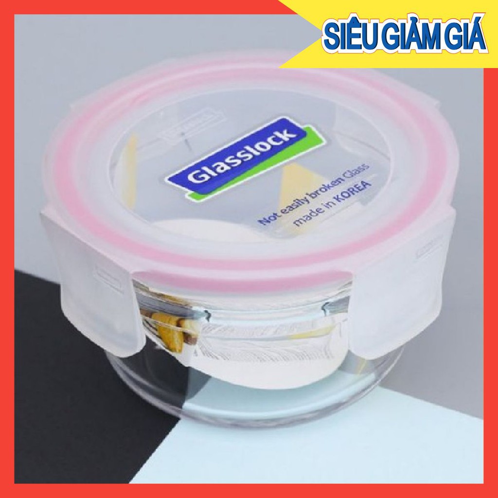 Hộp đựng cơm văn phòng 350ml thủy tinh Glasslock dùng được tròng lò vi sóng máy rửa bát