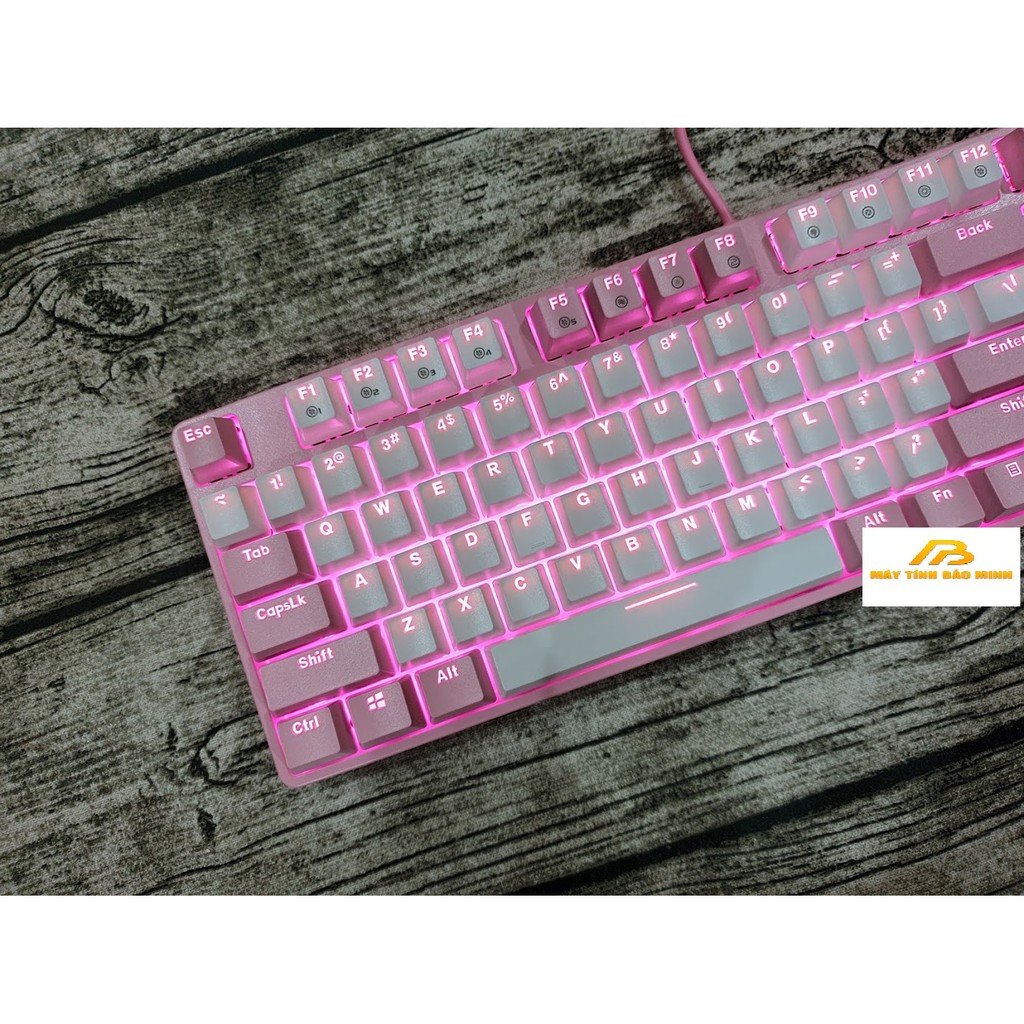 Bàn Phím Cơ DareU EK87 Pink White Multi LED Brown/Red/Blue Switch - Hàng Chính Hãng