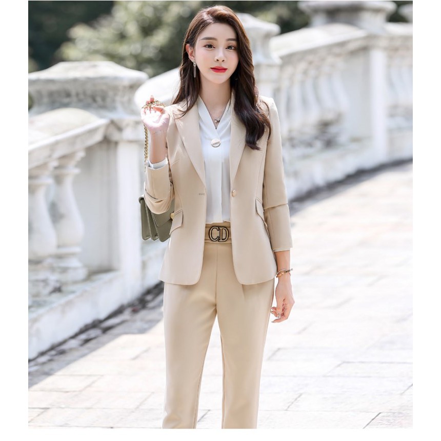 Bộ vest nữ cao cấp ACC52 Kem