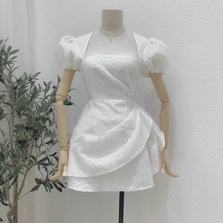 (Clip thật) ĐẦM GẤM CỔ VUÔNG VẠT XÉO 3 MÀU ĐỎ / ĐEN / TRẮNG