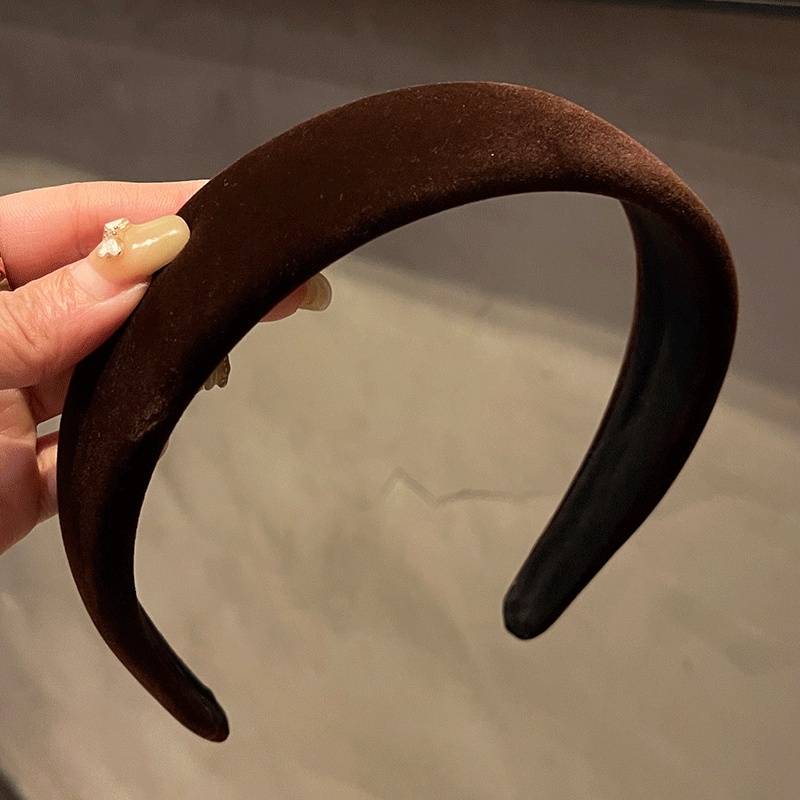 Băng đô bản rộng bằng vải nhung màu đỏ phong cách vintage thời trang Pháp