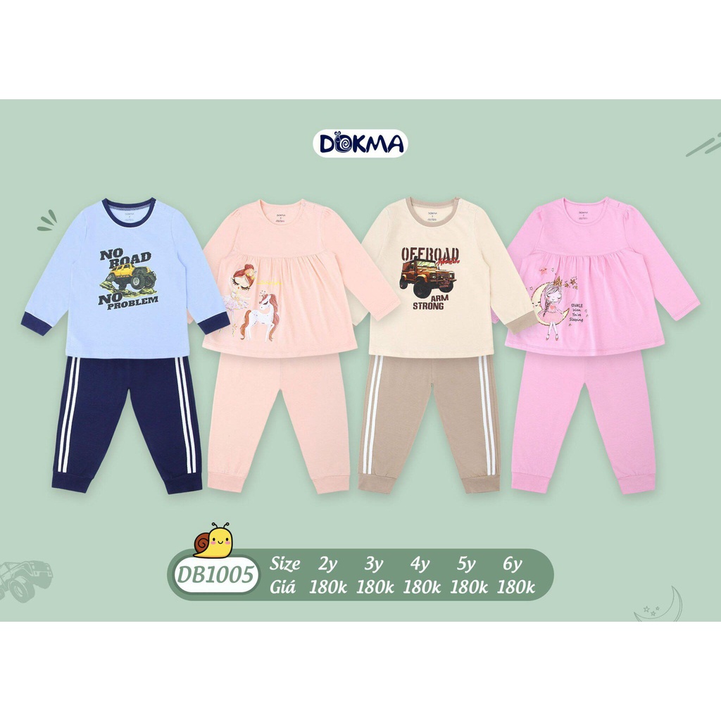 Bộ dài tay cổ tròn vải cotton mỏng - DOKMA