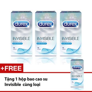 Combo 3 Bao cao su Durex Invisible Extra Thin CHÍNH HÃNG