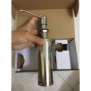 Bình xà bông âm chậu dạng nhấn inox 304 bóng