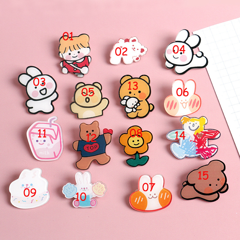 Huy hiệu cài áo hình thỏ/gấu hoạt hình dễ thương đa năng