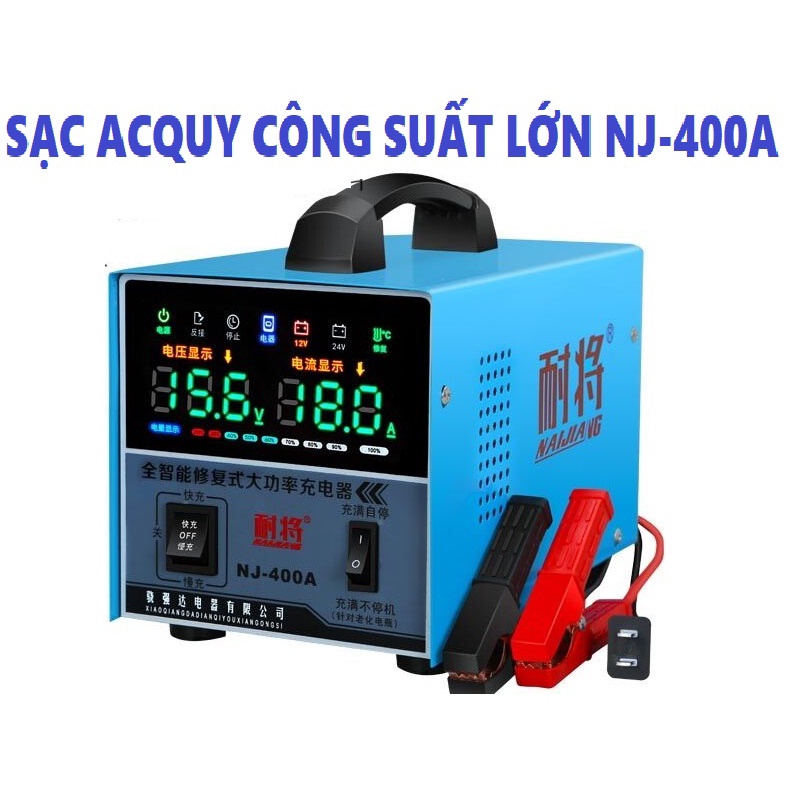 Máy Sạc ắc quy tự động NJ 400A-12V-24V- Sạc Công Suất Lớn 4Ah-400Ah 12V-24V Khử Sunfat Công Suất Lớn