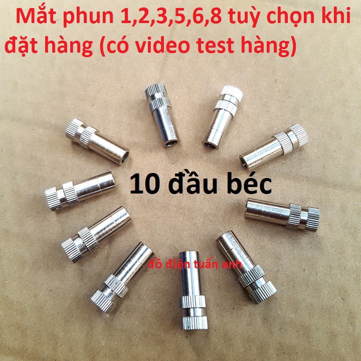 đầu béc phun sương inox số 1-2-3-5-6-8 số lượng 10 CÁI có VIDEO test hàng