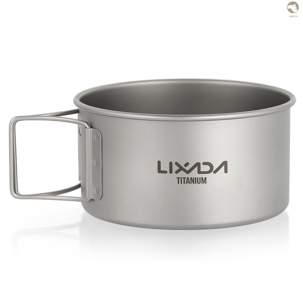 Tô đựng thức ăn Lixada bằng titan có tay cầm có thể gấp gọn tiện dụng mang theo du lịch cắm trại