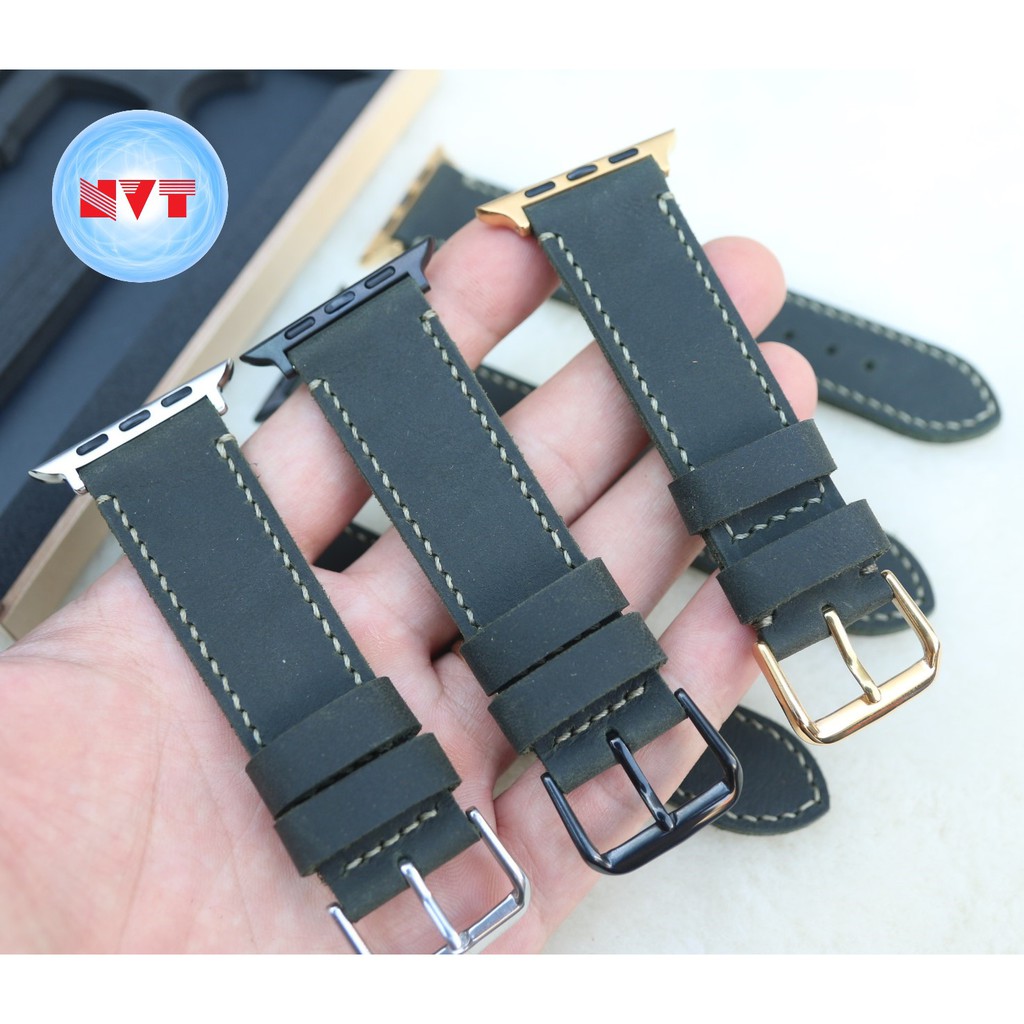 Dây đeo thay thế Apple Watch 1,2,3,4,5,6, SE da bò sáp handmade