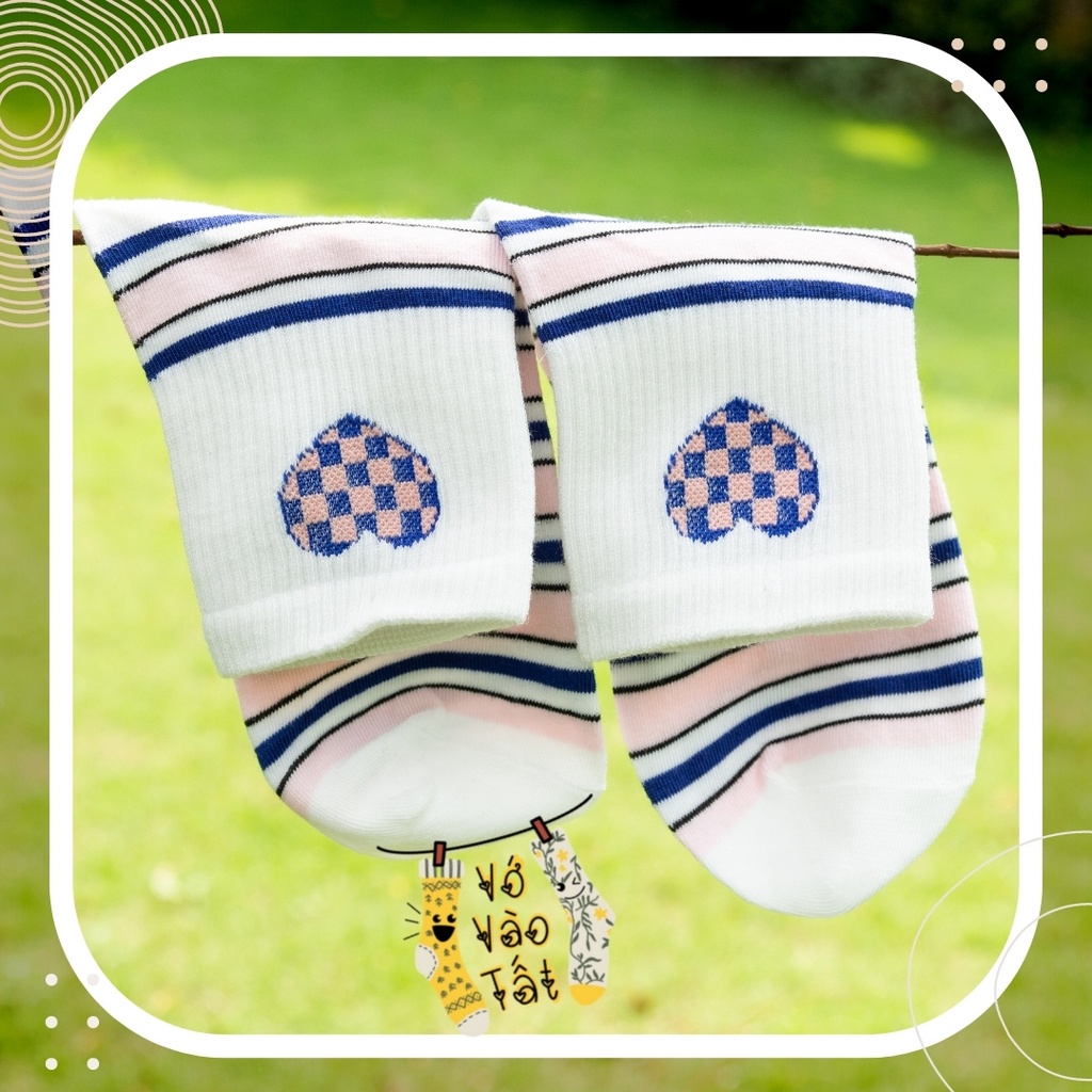 TẤT VỚ CỔ CAO TRUNG SỌC PHỐI 3 MÀU