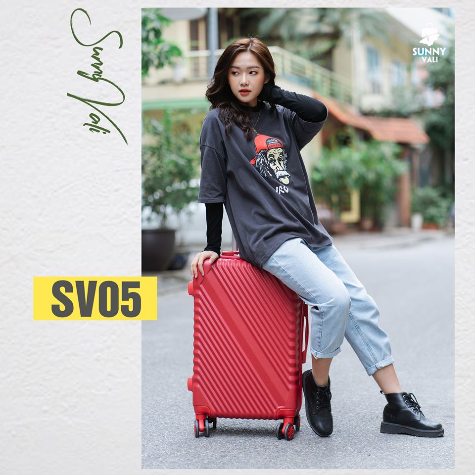 Vali kéo du lịch SUNNY SV05 size 20 - nhựa dẻo ABS, khóa số an toàn