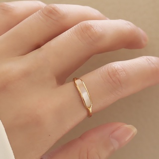 Nhẫn thép titan vàng 18k không phai màu họa tiết hình học đơn giản phong cách nhật hàn