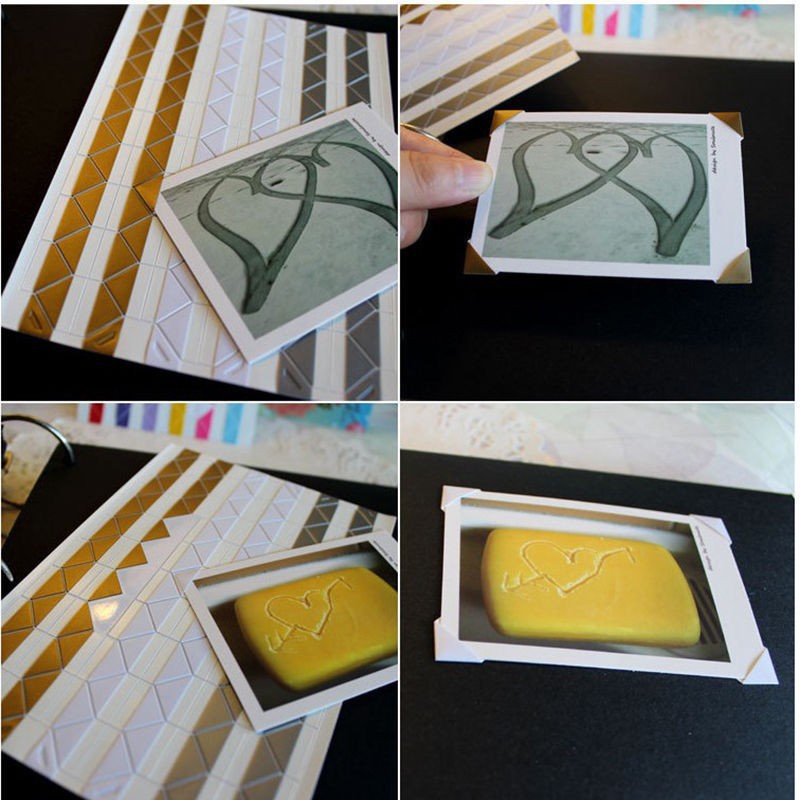 Sticker góc ảnh Gold, White, Silver trang trí Scrapbook/album ảnh