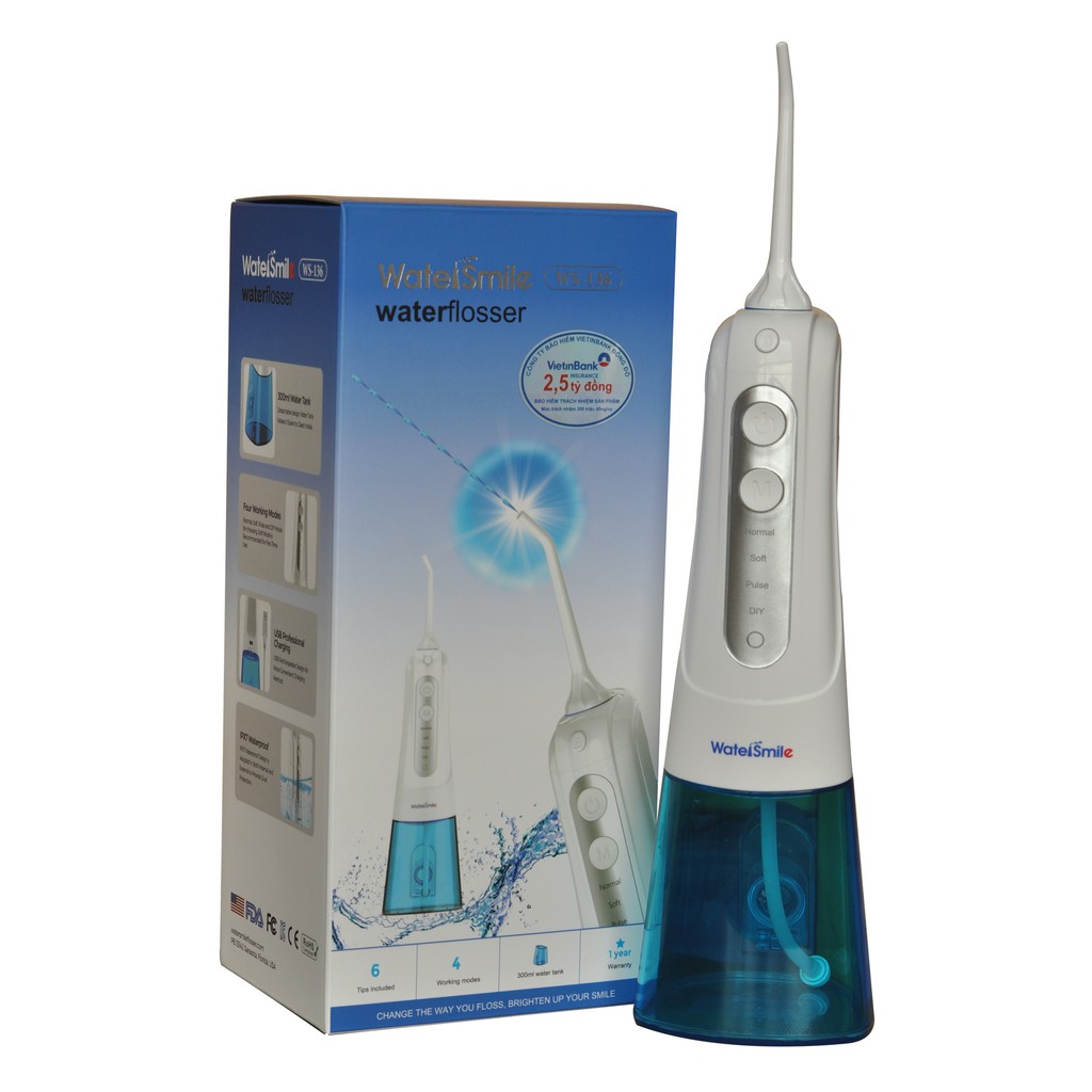 Máy tăm nước cầm tay du lịch WaterSmile WS-136 chăm sóc răng miệng hiệu quả