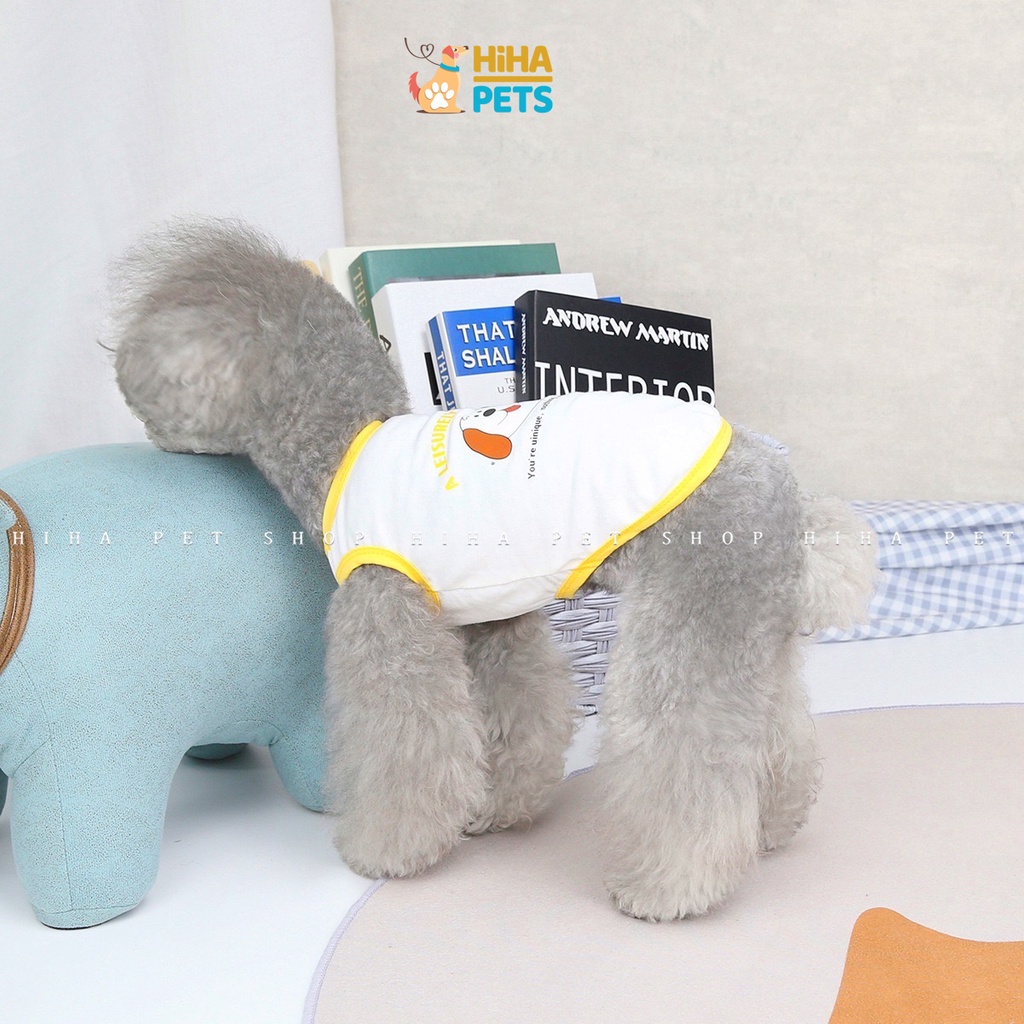 Áo Thun Cho Chó Mèo Vải Cotton Mát Mẻ Quần Áo Thú Cưng Ba Lỗ Mùa Hè Dễ Thương Hihapet.