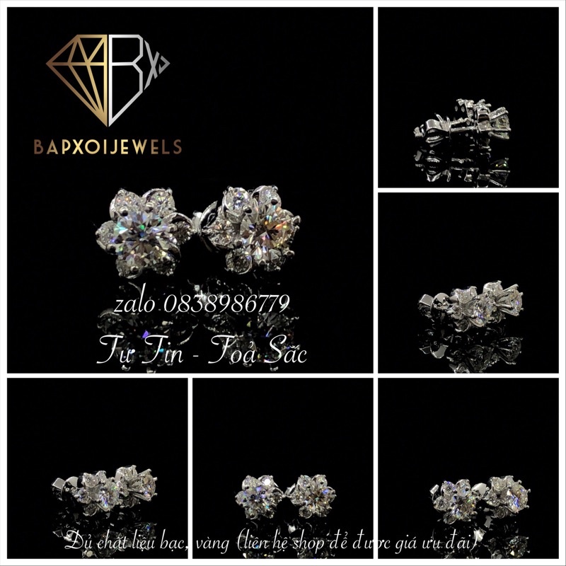 Moissanite Bông tai Moissanite: Chủ Moissanite 4,5ly+Tấm Moissanite; Bạc 925; TUYỂN NHỮNG VIÊN MOISSANITE TUYỆT NHẤT