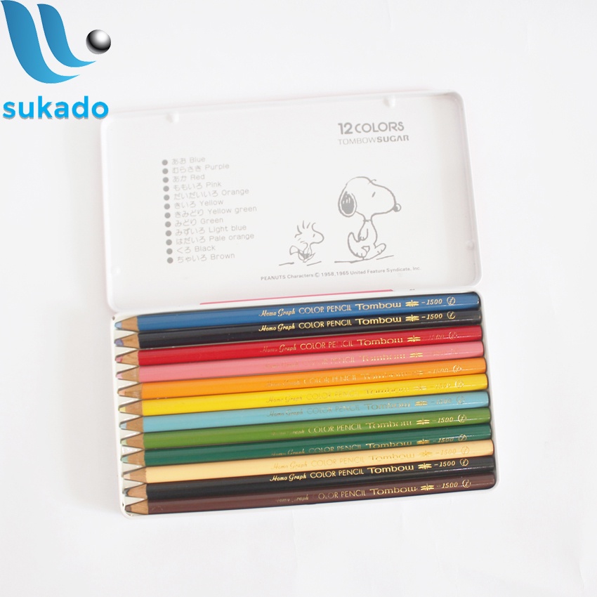 Bút chì màu gốc dầu cao cấp cho bé 12 màu CN-800RS hộp thiếc -xuất xứ Japan SUKADO