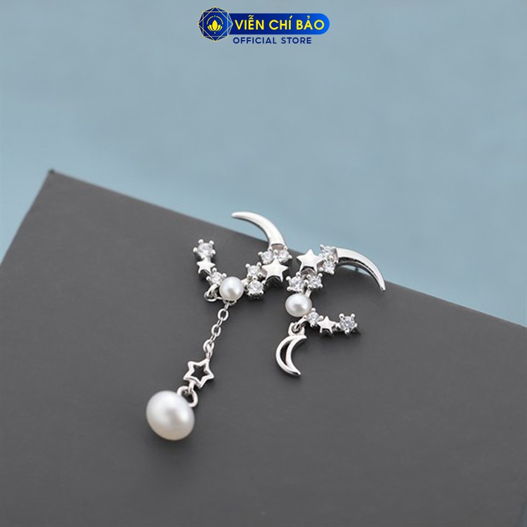 Bông tai bạc nữ Trăng sao lấp lánh chất liệu bạc 925 thời trang phụ kiện trang sức nữ thương hiệu Viễn Chí Bảo B400047