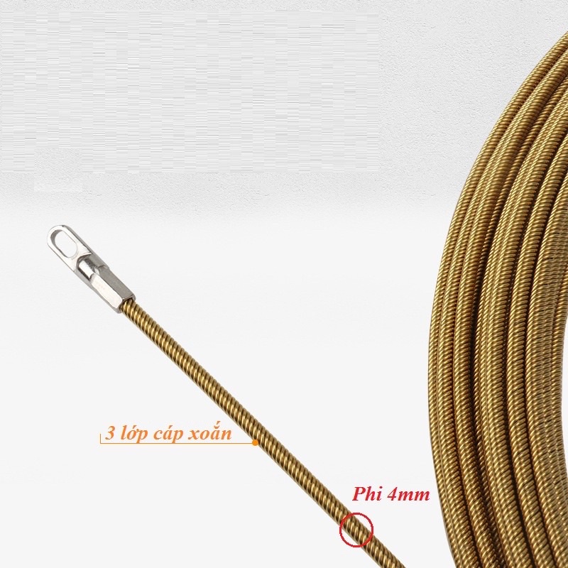 DÂY MỒI CÁP CAP luồn dây điện 4.0 🔥💥 TẶNG CÁP Thít 15K🔥💥 thép không gỉ cao cấp, bánh xe siêu nhỏ,đầu cáp lua linh hoạt