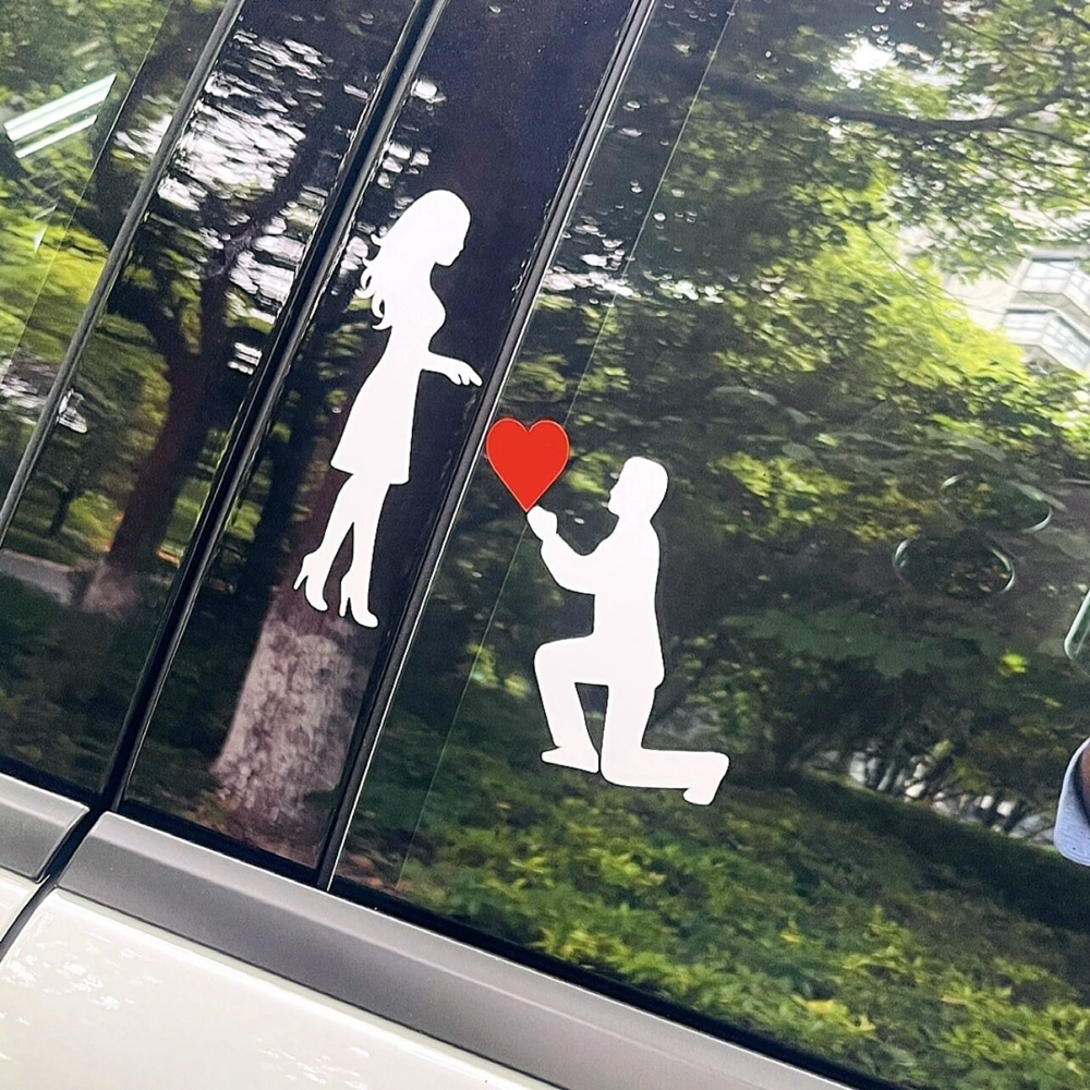Sticker Dán Kính Chiếu Hậu Xe Hơi / Xe Máy / Xe Máy Hình Cặp Đôi Lãng Mạn Kích Thước 16cmX16cm