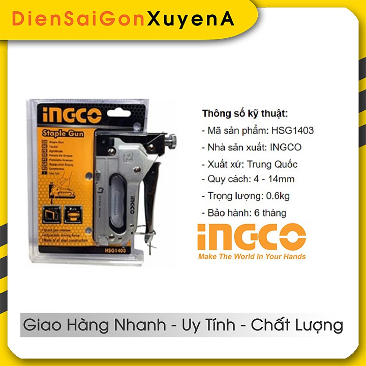 Kìm bấm đinh ghim gỗ điều chỉnh tăng lực 4-14mm INGCO HSG1403