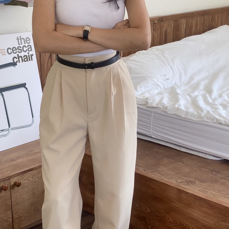 QUẦN SUÔNG NỮ - HEEBYOHI - Cạp Cao Dáng Hàn Quốc Có Chun Phía Sau