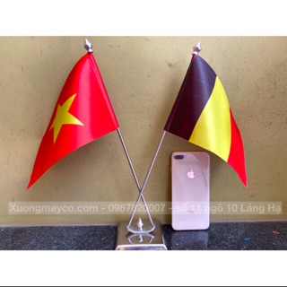 Cờ Để Bàn Việt Nam-Bỉ Đế Inox