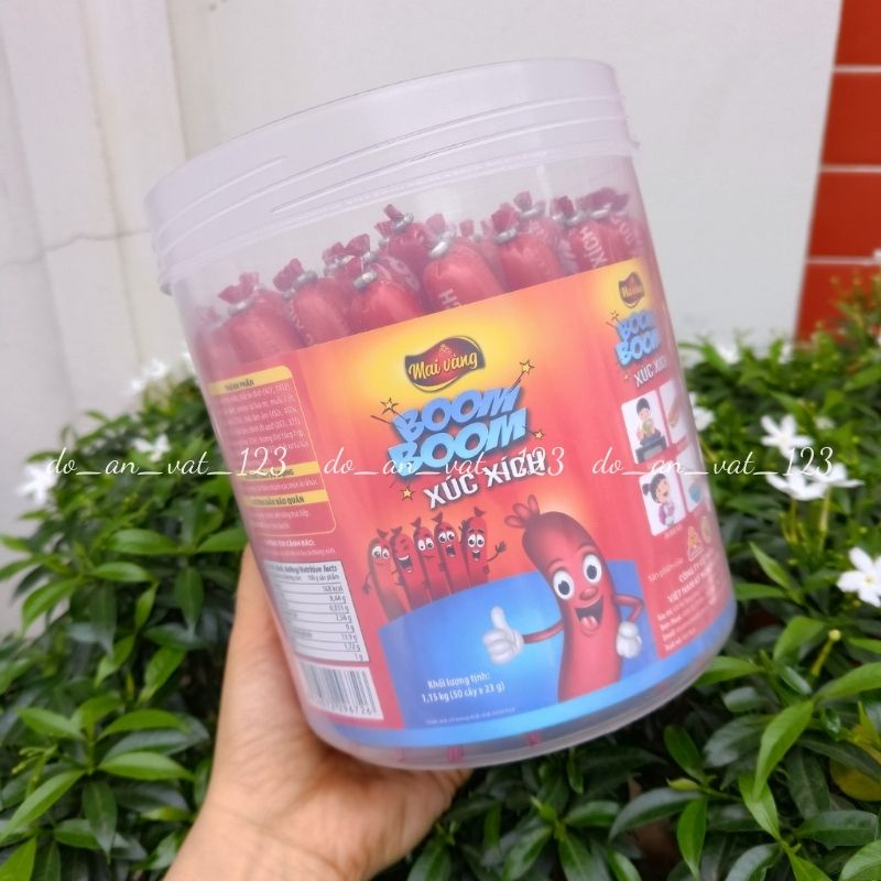 Xúc xích heo tiệt trùng ăn liền Boom Boom Mai Vàng Vissan cây 23g