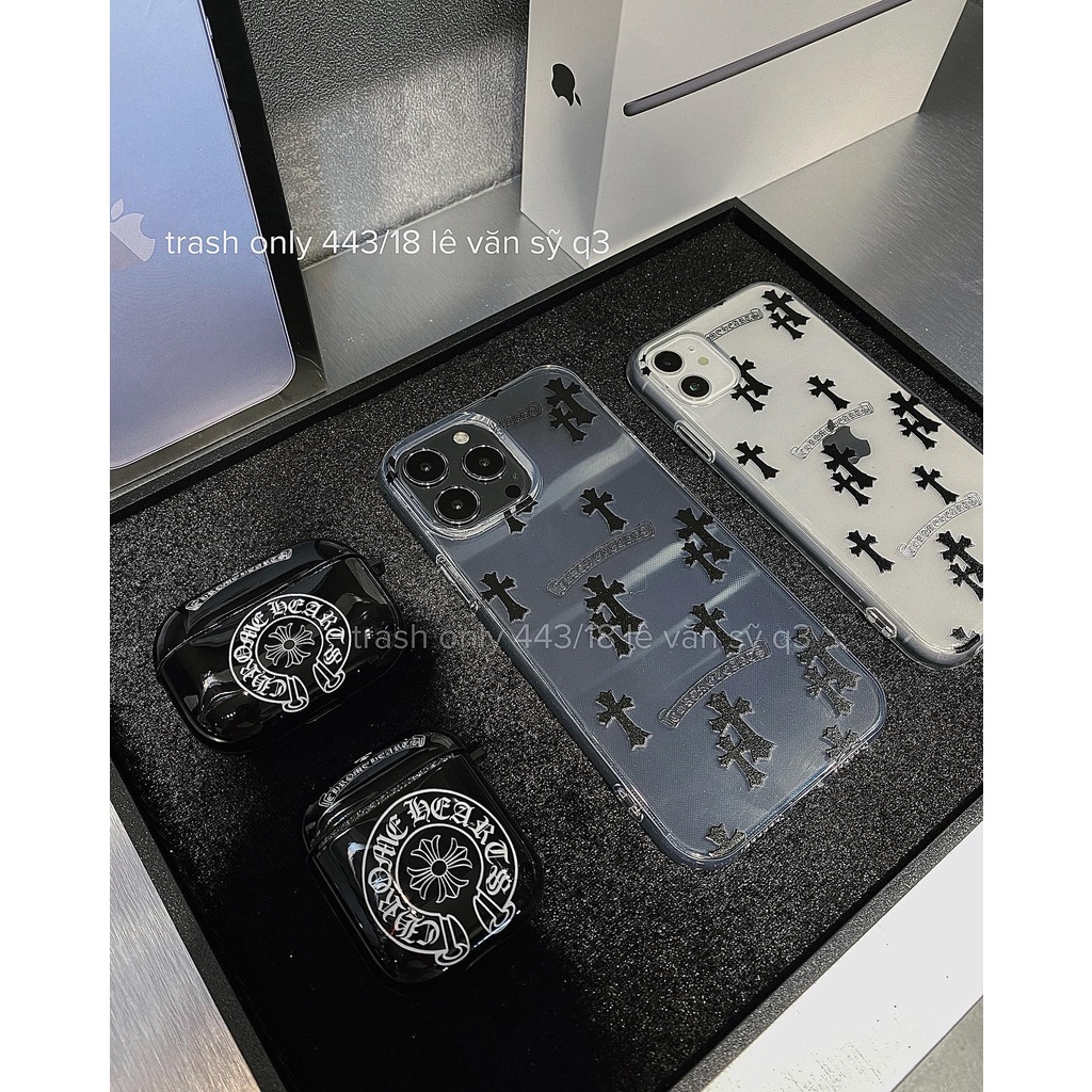 Ốp iphone Chrome Hearts cho các dòng máy  12, 12Pro , 12ProMax,  13, 13PRO, 13PROMAX, AIRPOD 1/2, PRO, 3, 14Promax
