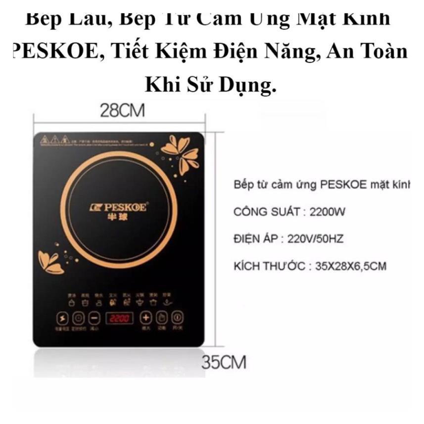 [2000W- Phiên Bản Tiếng Anh]Bếp Từ Đơn, Bếp Điện Từ Cảm Ứng Mặt Kính PESKOE, Nóng Nhanh, Tiết Kiệm Điện, vô cùng An Toàn