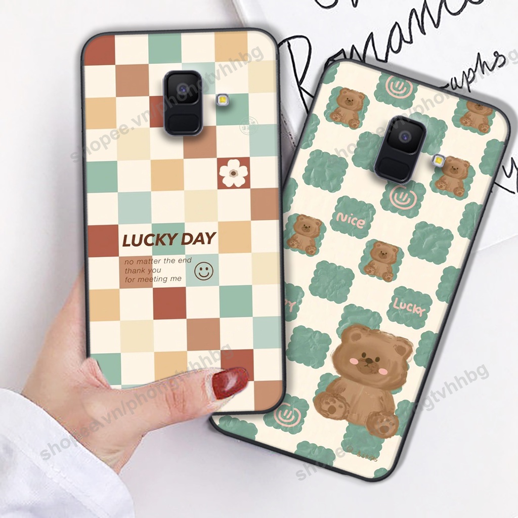 Ốp lưng Samsung A6 2018 / A6 Plus / A6+ in mẫu gấu bo viền , smile mặt cười cực cute đẹp