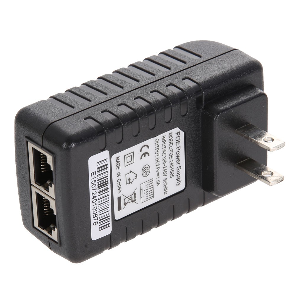 Adapter nguồn PoE 24V 1A chuẩn cắm US dành cho camera IP