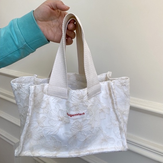 Bentoy Milkjoy Bé Gái Hàn Quốc Túi Xách Túi Ăn Trưa Thêu Hoa hangbag Canvase