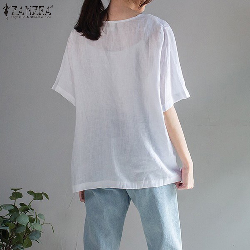 Zanzea Áo Tay Ngắn Cổ Tròn In Họa Tiết Phong Cách Cổ Điển Dành Cho Nữ