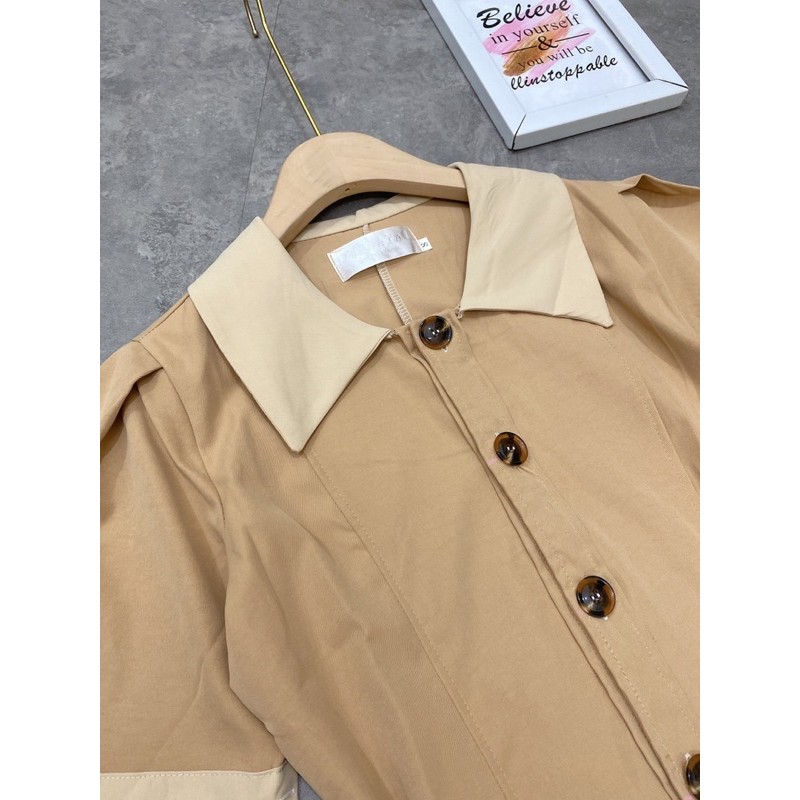 [Hàng Chuẩn] Váy Kaki Cổ Đức Nâu Tay Cộc Túi Bên Siêu Xinh Có Ảnh Thật Kèm Video | BigBuy360 - bigbuy360.vn