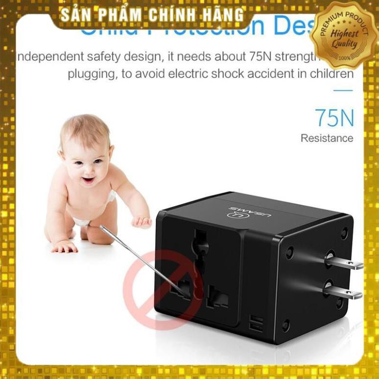 Adapter củ cóc sạc đa năng USAMS T2 TRAVEL hỗ trợ mọi ổ cắm mọi quốc gia trên thế giới - Hàng chính hãng