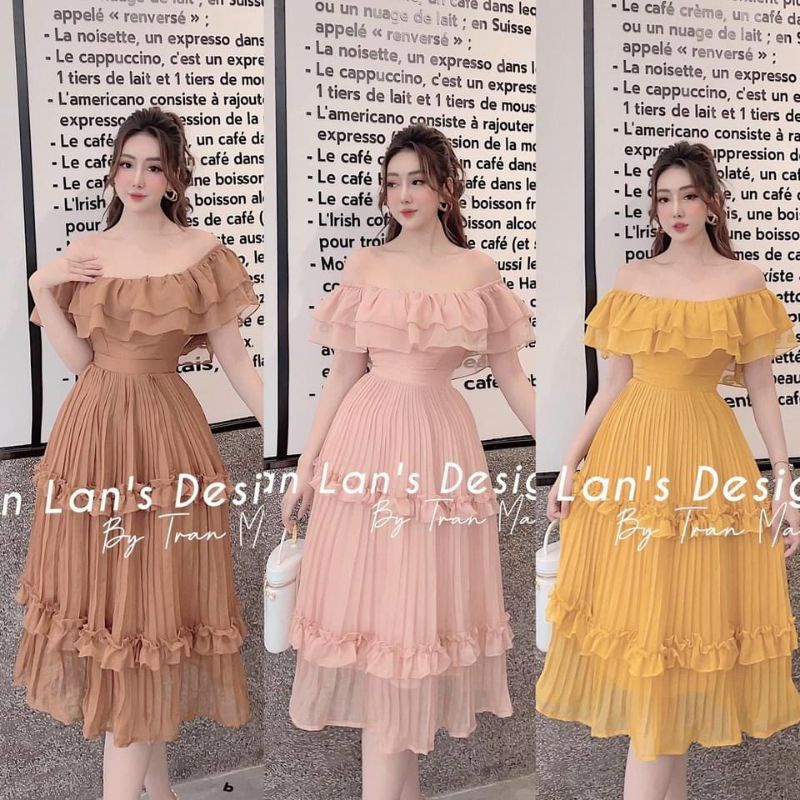 Đầm bẹt vai tiểu thư cao cấp bèo