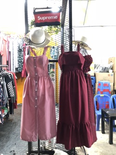 Đầm maxi bèo nơ lưng sale 150k