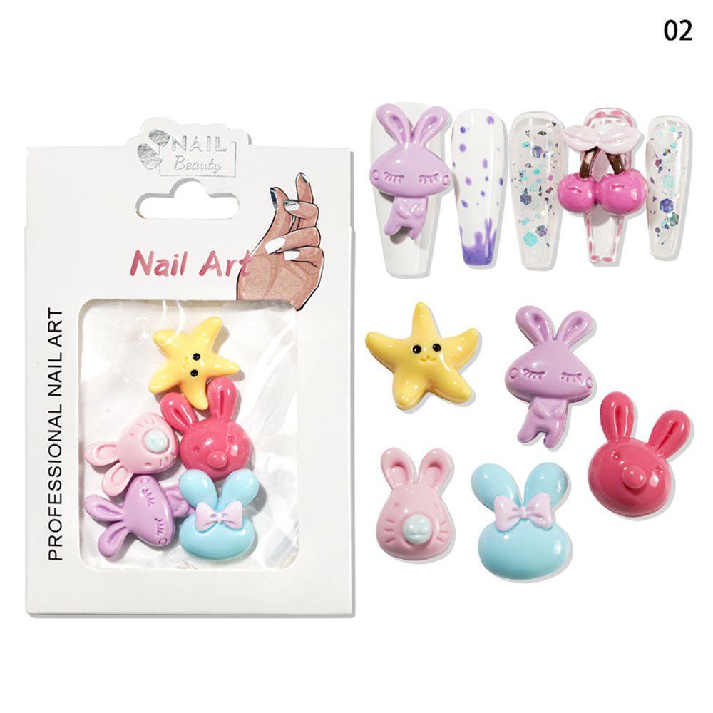 Phụ Kiện Trang Trí Móng Tay Hình Thỏ Và Hoa Hoạt Hình DIY