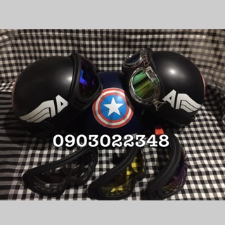 Nón bảo hiểm 1/2 đầu Captain american - mũ bảo hiểm kèm kính đi phượt nón Captain american - mũ Captain american