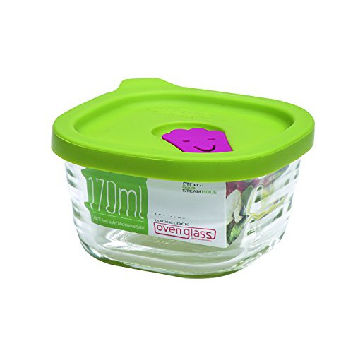 Hộp thủy tinh chịu nhiệt Lock& Lock Wave Steam Hole LLG161-170ml- màu xanh lá